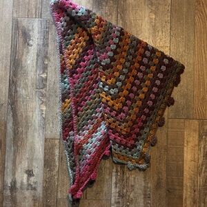 Handmade Multicolor Crochet Granny Shawl - Triangle Wrap